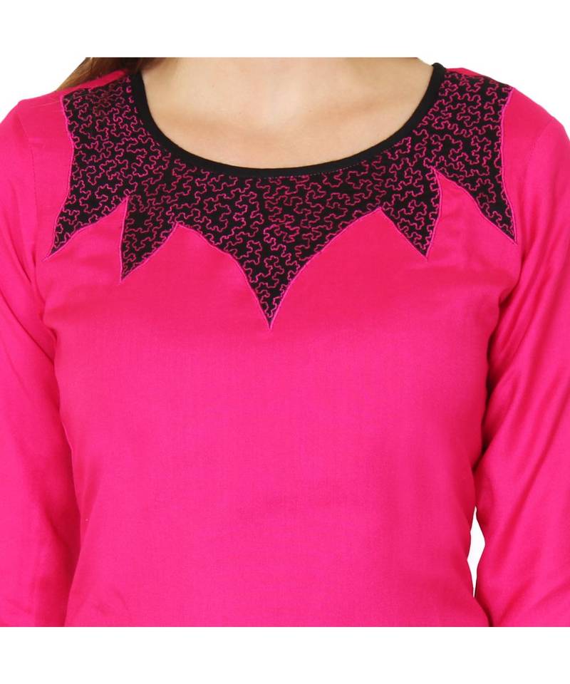 magenta printed rayon kurti