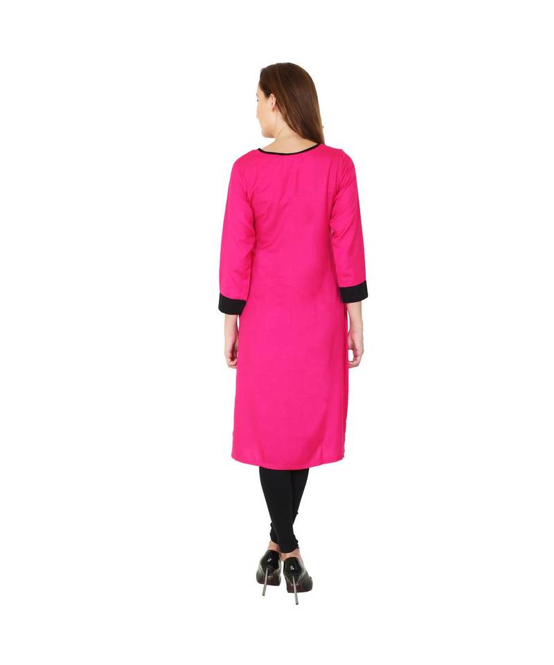magenta printed rayon kurti