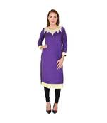 purple printed rayon kurti