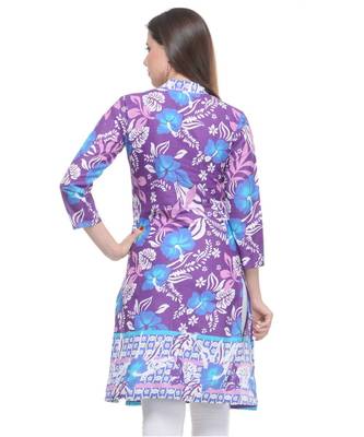 purple printed cotton kurti 3