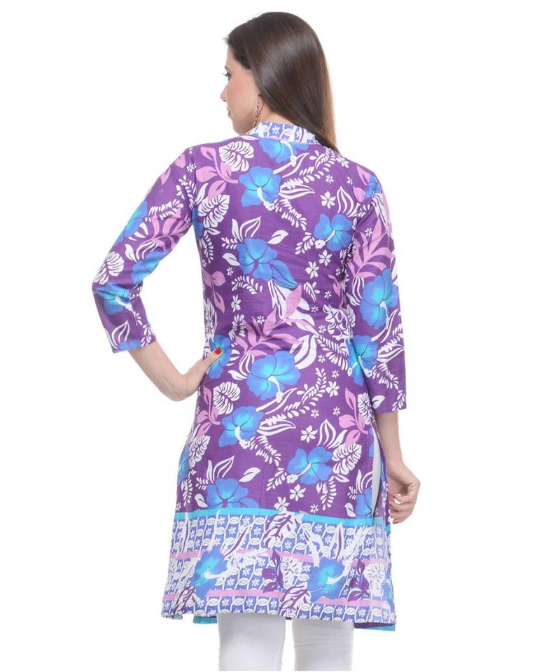 purple printed cotton kurti