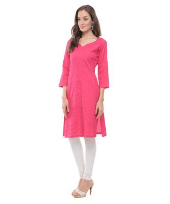 magenta printed cotton kurti 2