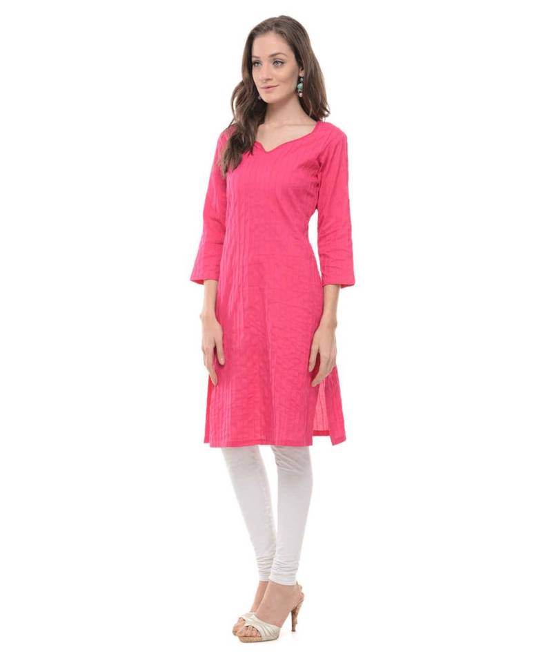 magenta printed cotton kurti