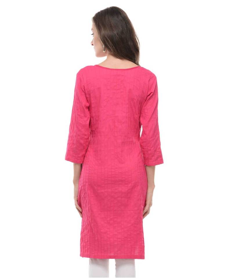 magenta printed cotton kurti