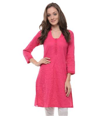 magenta printed cotton kurti 1