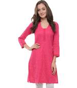 magenta printed cotton kurti