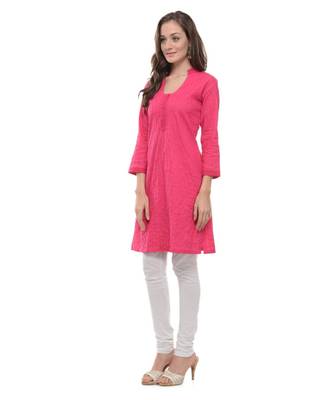 magenta printed cotton kurti 2
