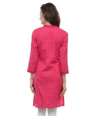 magenta printed cotton kurti 3