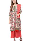 Off-white printed cotton kurtas-and-kurtis