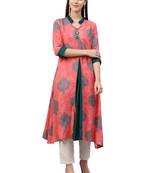 Coral printed liva kurtas-and-kurtis