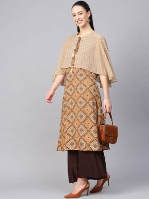 Mustard printed liva kurtas-and-kurtis 3