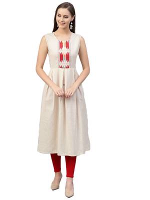 Off-white plain cotton kurtas-and-kurtis 1