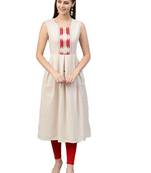 Off-white plain cotton kurtas-and-kurtis