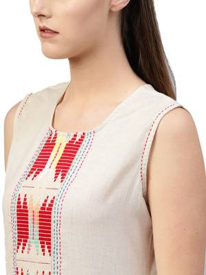 Off-white plain cotton kurtas-and-kurtis 5