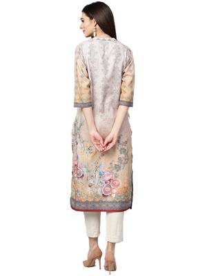 Beige printed viscose kurtas-and-kurtis 2
