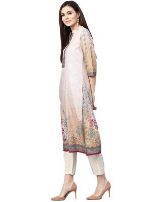 Beige printed viscose kurtas-and-kurtis 3
