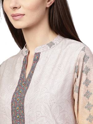 Beige printed viscose kurtas-and-kurtis 5