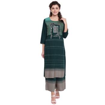 Green printed rayon kurtas-and-kurtis 1