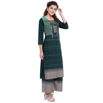Green printed rayon kurtas-and-kurtis 3