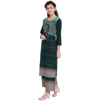 Green printed rayon kurtas-and-kurtis 4
