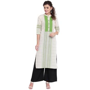 Off-white printed cotton kurtas-and-kurtis 1