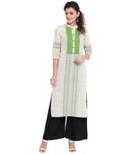 Off-white printed cotton kurtas-and-kurtis