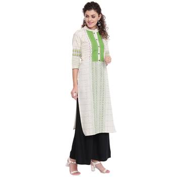 Off-white printed cotton kurtas-and-kurtis 3