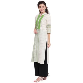 Off-white printed cotton kurtas-and-kurtis 4