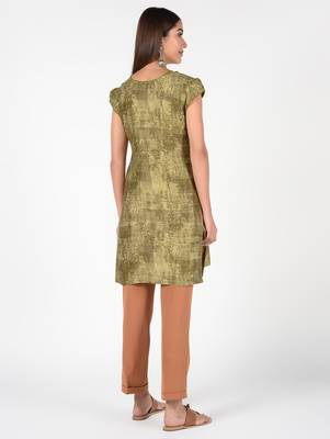 Green printed cotton poly short-kurtis 2