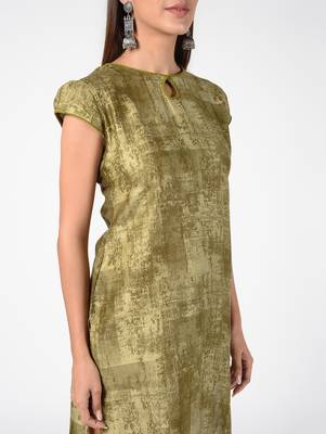 Green printed cotton poly short-kurtis 4