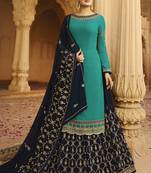 Aqua Blue Georgette Pakistani Salwar Kameez
