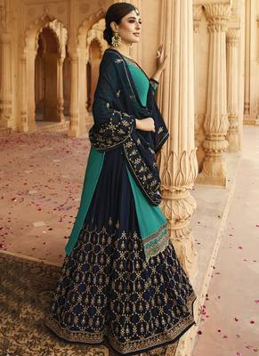 Aqua Blue Georgette Pakistani Salwar Kameez 2