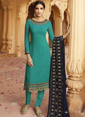 Aqua Blue Georgette Pakistani Salwar Kameez 5