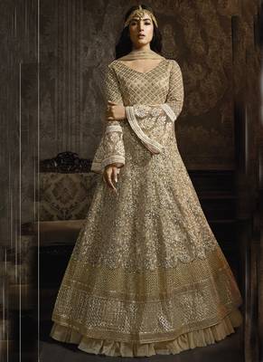 Off White Net Anarkali Salwar Kameez 1