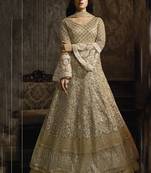 Off White Net Anarkali Salwar Kameez