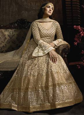 Off White Net Anarkali Salwar Kameez 3