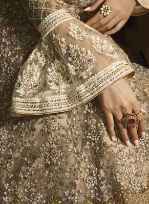 Off White Net Anarkali Salwar Kameez 4
