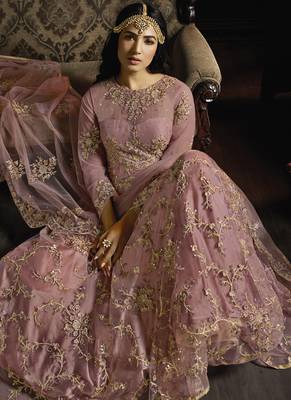 Baby Pink Net Anarkali Salwar Kameez 3