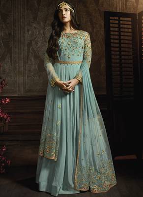 Sky Blue Georgette Anarkali Salwar Kameez 1