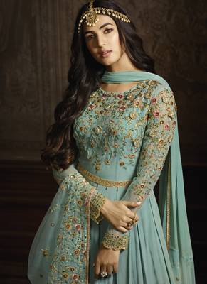Sky Blue Georgette Anarkali Salwar Kameez 2