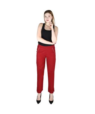 maroon plain Cotton trousers 1