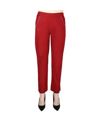 maroon plain Cotton trousers 2