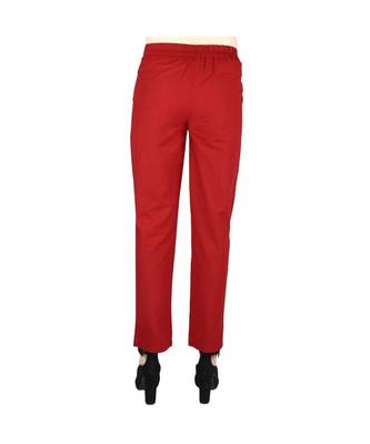 maroon plain Cotton trousers 4