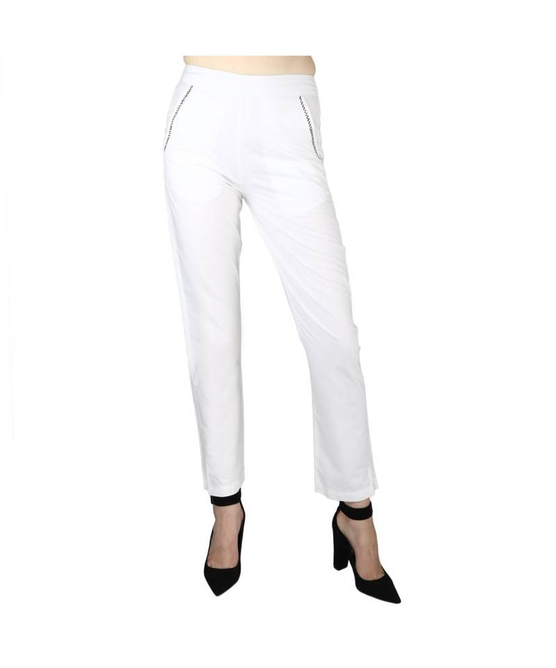 white plain Cotton trousers
