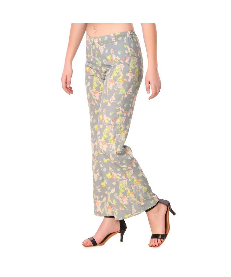 multicolor plain rayon trousers