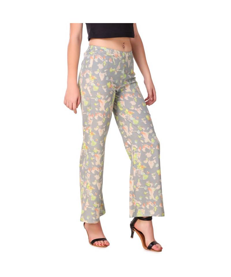 multicolor plain rayon trousers