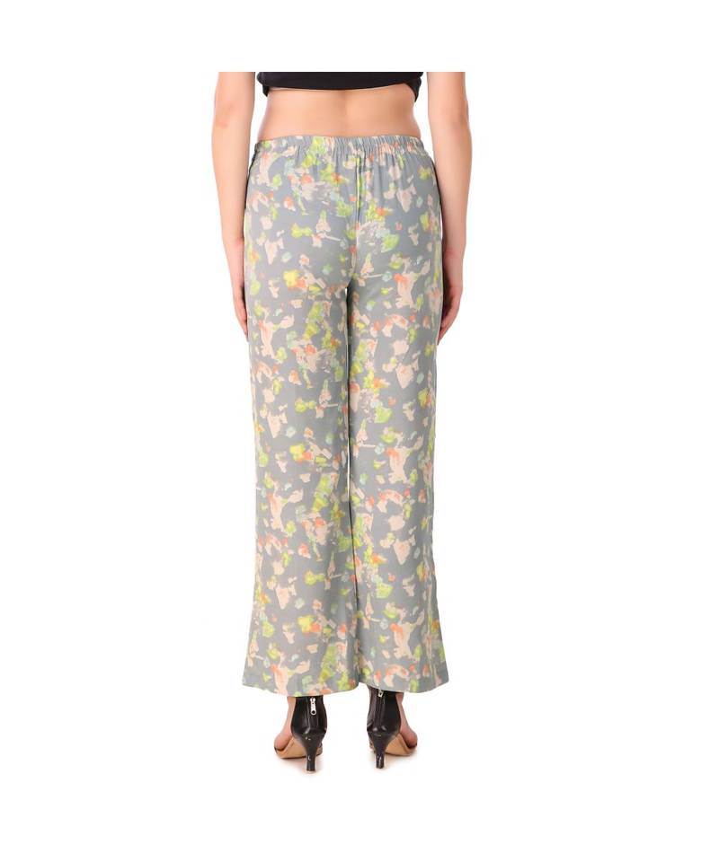 multicolor plain rayon trousers