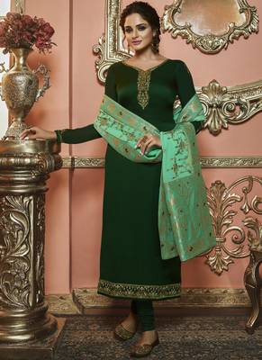 Dark Green Georgette Party Wear Salwar Kameez 2