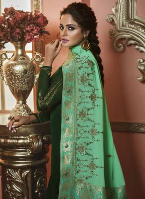 Dark Green Georgette Party Wear Salwar Kameez 3