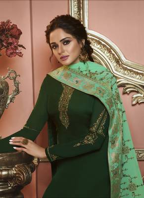 Dark Green Georgette Party Wear Salwar Kameez 4